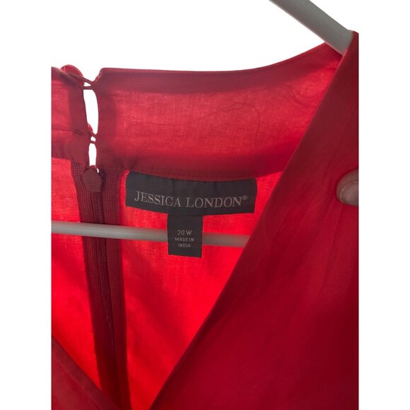 Jessica London Cotton Faux Wrap Dress Melon Size 20W Summer Boho Vacation Beach - Picture 3 of 14